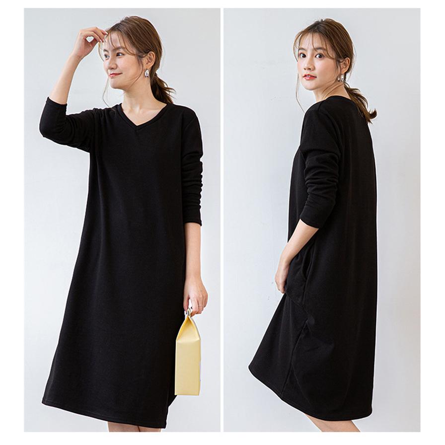 トレーナー レディース ロング丈 長袖 裏起毛 ポケット付き Vネック Uネック スウェット 秋冬 無地 通勤 普段着 暖かい 着痩せ 快適 きれいめ 可愛い ワンピース |  | 12