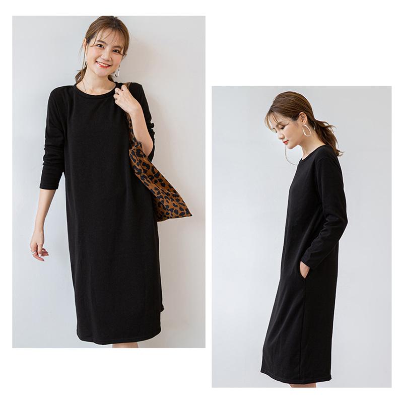 トレーナー レディース ロング丈 長袖 裏起毛 ポケット付き Vネック Uネック スウェット 秋冬 無地 通勤 普段着 暖かい 着痩せ 快適 きれいめ 可愛い ワンピース |  | 05