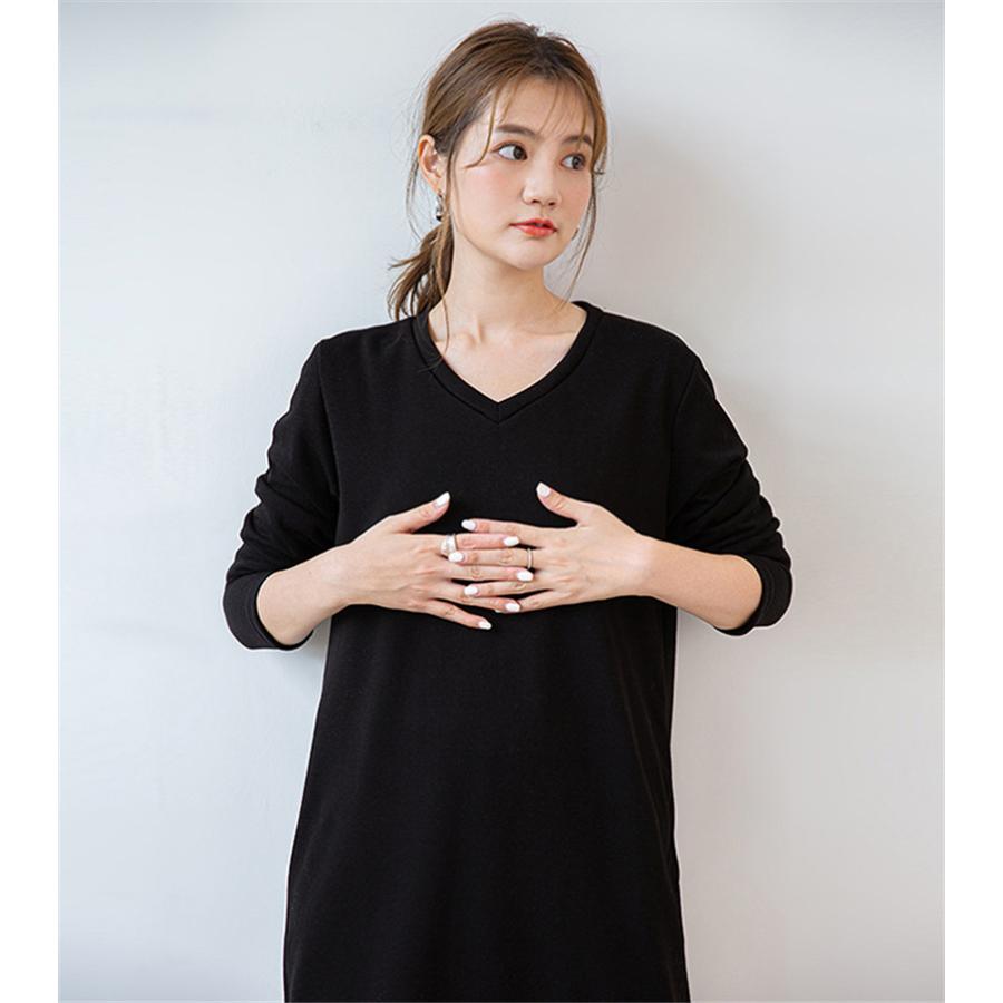 トレーナー レディース ロング丈 長袖 裏起毛 ポケット付き Vネック Uネック スウェット 秋冬 無地 通勤 普段着 暖かい 着痩せ 快適 きれいめ 可愛い ワンピース |  | 10