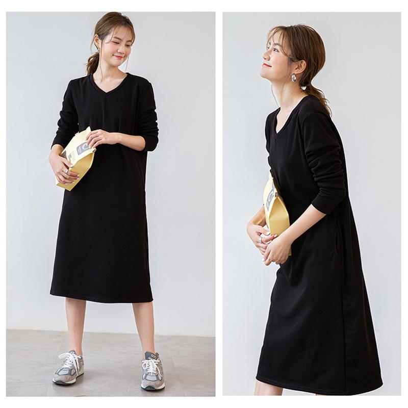 トレーナー レディース ロング丈 長袖 裏起毛 ポケット付き Vネック Uネック スウェット 秋冬 無地 通勤 普段着 暖かい 着痩せ 快適 きれいめ 可愛い ワンピース |  | 11