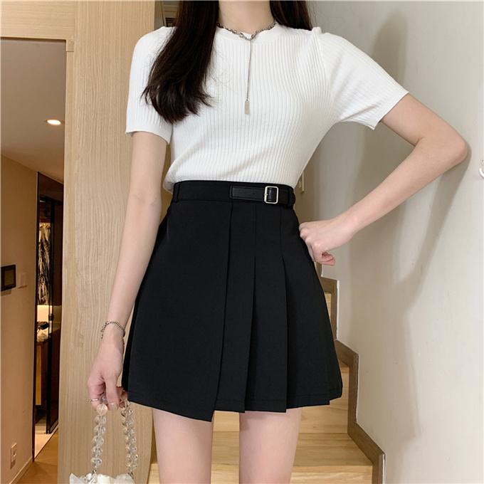 プリーツスカート スクール レディース 無地 ミニスカート ハイ  