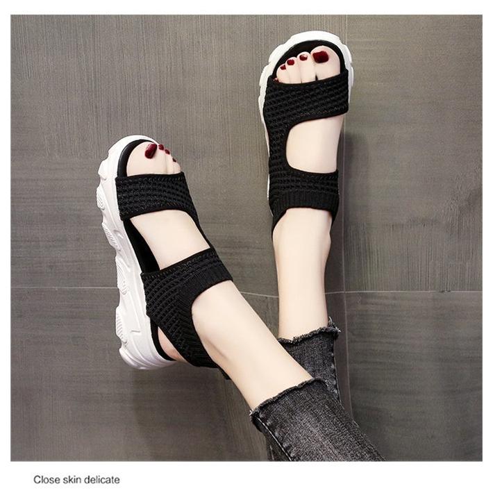 サンダル レディース スポーツサンダル ローヒール 厚底 ニット