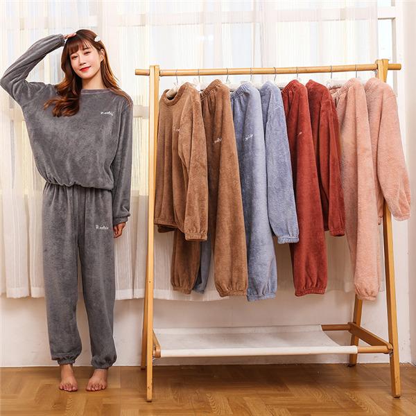 暖かい 防寒 寝巻き  レディース パジャマ 部屋着 上下セット t パジャマ レディース 上下セット 2点セット 暖かい ルームウエア