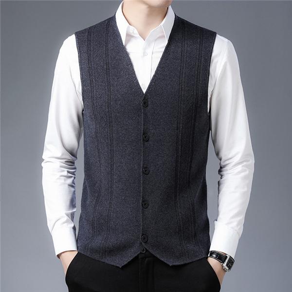 G/FOREジーフォア Vネックベスト メンズニットベスト 透かし編み