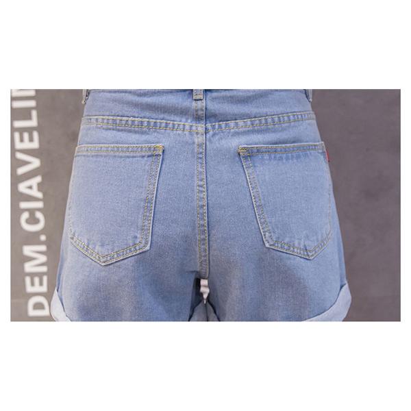 デニム ショートパンツ レディース 裾 ロールアップ ボトムス ホット