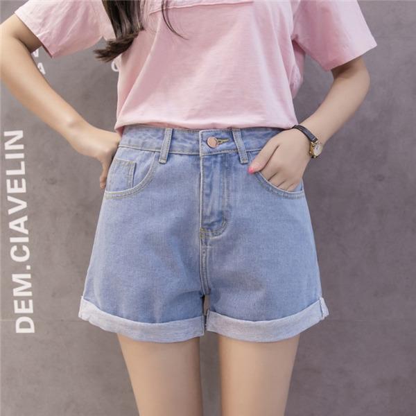 デニム ショートパンツ レディース 裾 ロールアップ ボトムス ホット