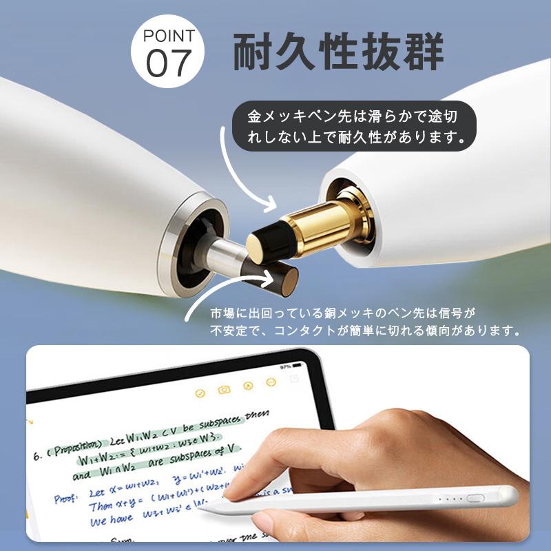 タッチペン ipad タブレット 傾き感知 極細 残量表示 磁気吸着 充電式 第10世代 iPad Air mini Pro 11 12.9インチ｜winterfall｜10