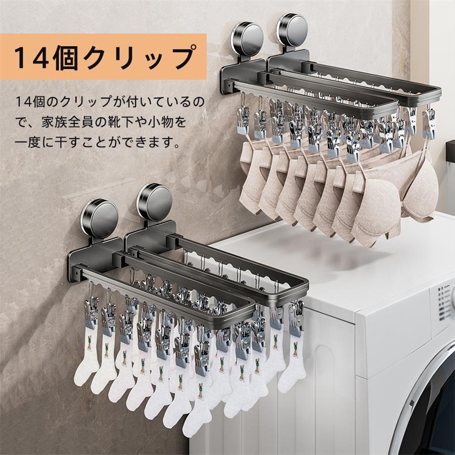 ピンチハンガー 吸盤式 2個セット 物干し 窓 室内 折りたたみ 14ピンチ