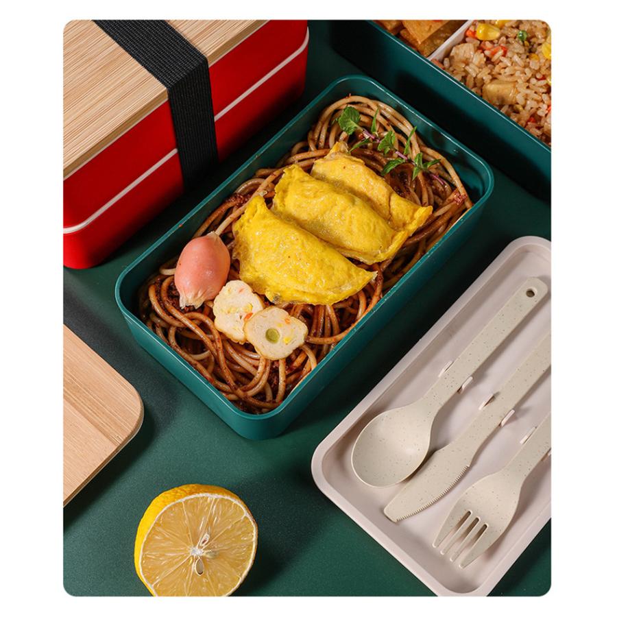 弁当箱 男性 子供 2段 高校男子 女子 高校女子 お弁当箱 おしゃれ 学生 オフィス 職場 シンプル 電子レンジ対応 フォーク・ナイフ・スプーン付き 爆買 |  | 05