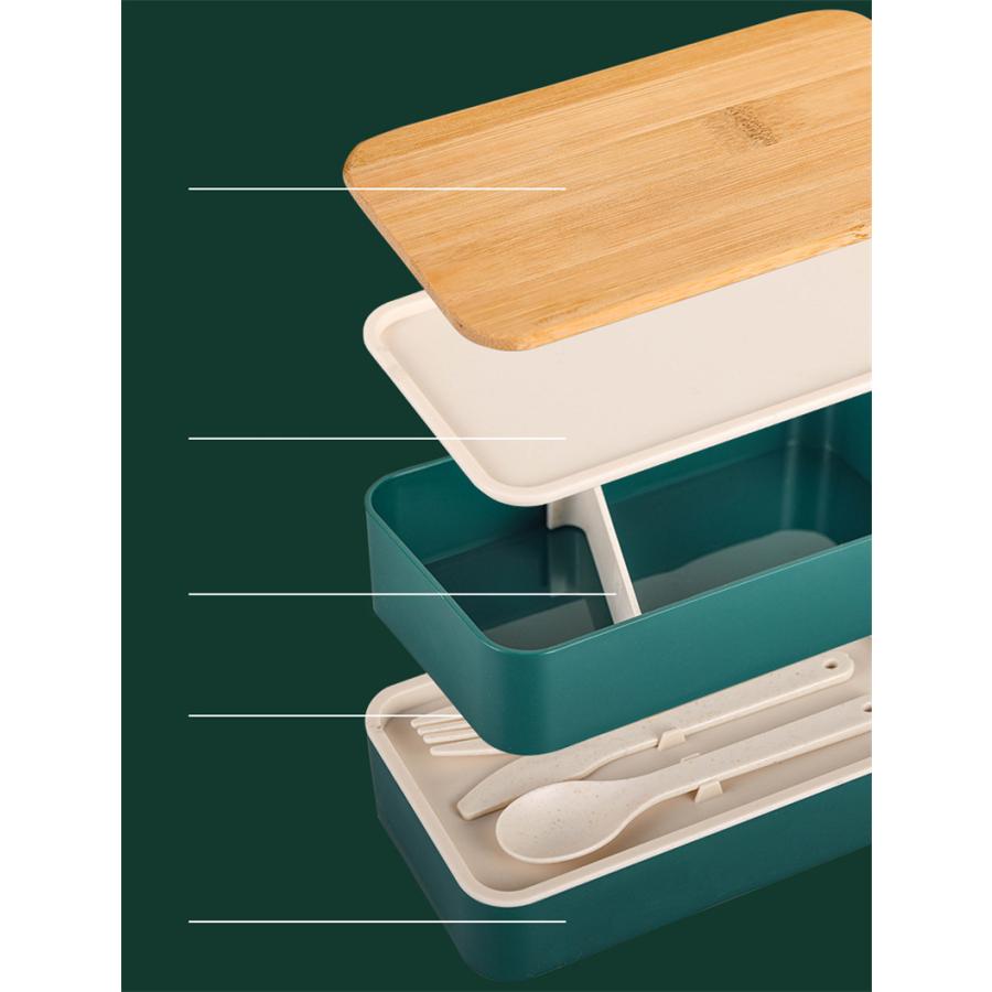 弁当箱 男性 子供 2段 高校男子 女子 高校女子 お弁当箱 おしゃれ 学生 オフィス 職場 シンプル 電子レンジ対応 フォーク・ナイフ・スプーン付き 爆買 |  | 09