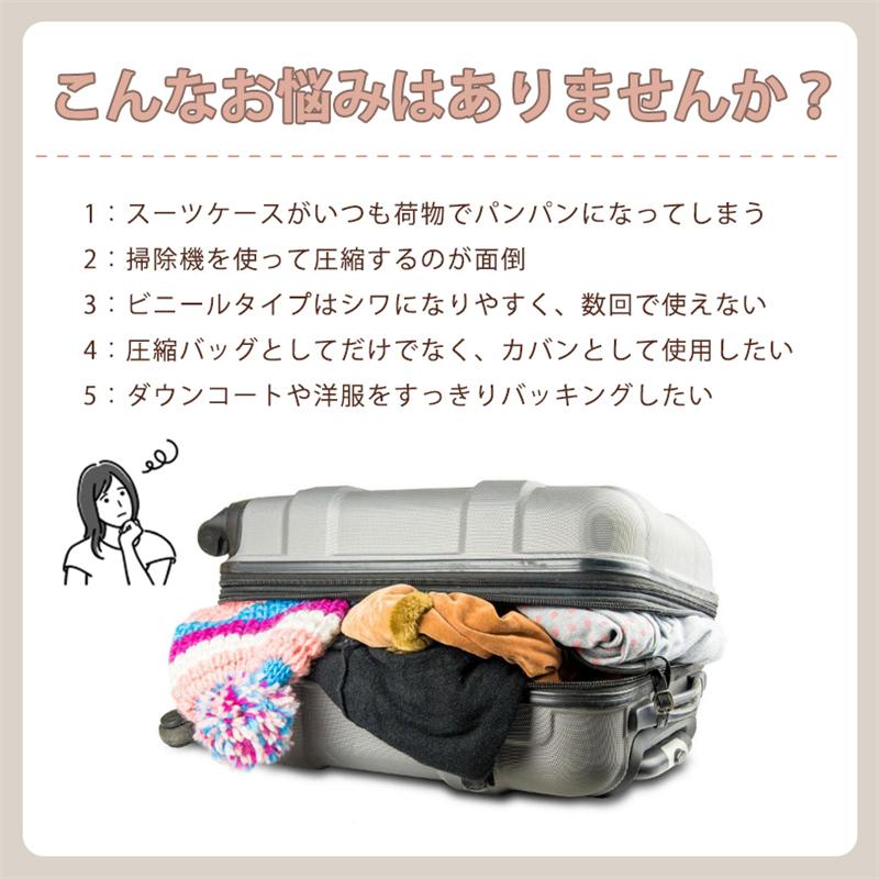 旅行用圧縮袋 トラベルポーチ 旅行 圧縮袋 衣類 収納 ファスナー 軽量 出張 簡単 防災 スペース 小分けバッグ 洗える クローゼット コンパクト |  | 05