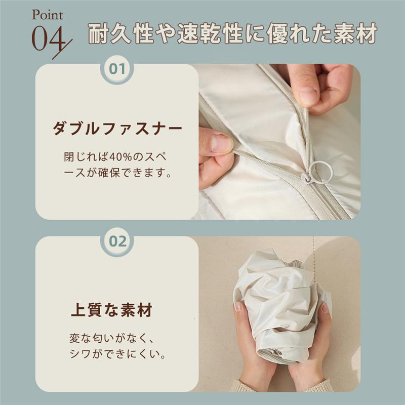 旅行用圧縮袋 トラベルポーチ 旅行 圧縮袋 衣類 収納 ファスナー 軽量 出張 簡単 防災 スペース 小分けバッグ 洗える クローゼット コンパクト |  | 10