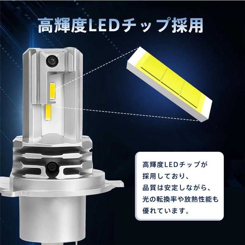H4 LEDヘッドライト 2個セット 車検対応 高輝度 車用 バイク用 トラック 工具不要 取付簡単 防水 長寿命 Hi/Lo切替 コンパクト |  | 02