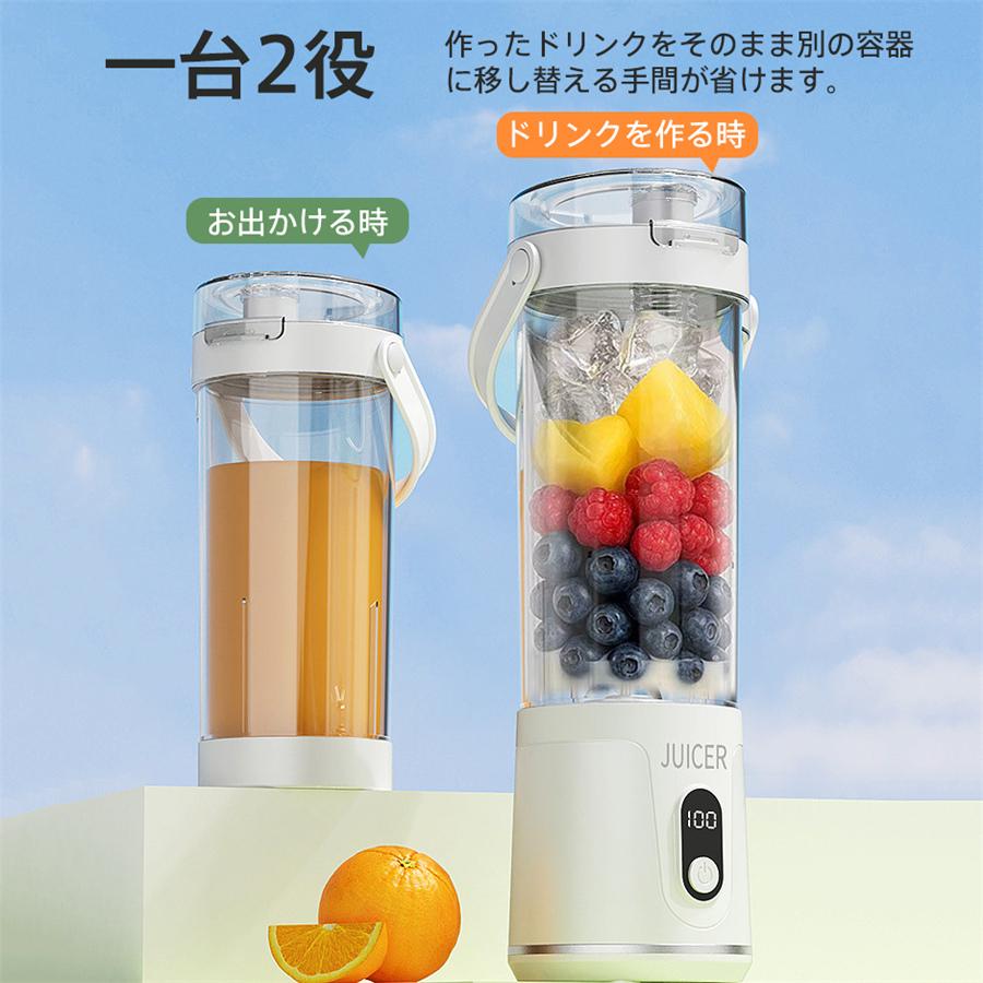 ジューサー ミキサー 600ML コードレス 12枚刃 大容量 スムージー 氷も