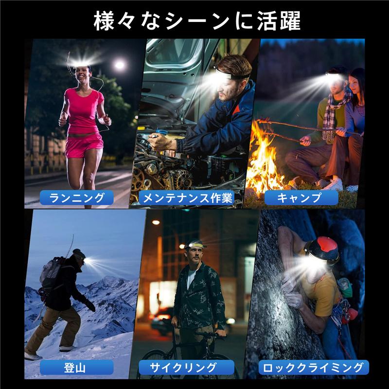 ヘッドライト 充電式 LED センサー 高輝度 ヘッドランプ 防水 軽量 ランニング キャンプ 釣り 防災 アウトドア 広角照明 防塵 現場 明るい 爆買 |  | 12