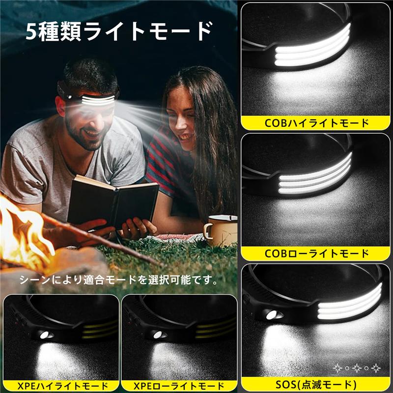 ヘッドライト 充電式 LED センサー 高輝度 ヘッドランプ 防水 軽量 ランニング キャンプ 釣り 防災 アウトドア 広角照明 防塵 現場 明るい 爆買 |  | 05