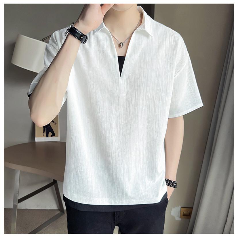 ポロシャツ メンズ 半袖 接触冷感 重ね着 Vネック ゴルフウエア スポーツ 運動着 吸汗速乾 暑さ対策 薄手 無地 夏 父の日 ゆったり 40代 |  | 08