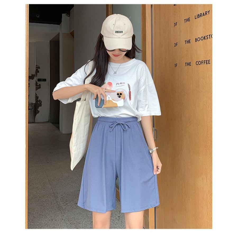 ショートパンツ レディース ハーフパンツ ウエストゴム 短パン ゆったり 接触冷感 無地 ハイウエスト ワイド キレイめ |  | 06