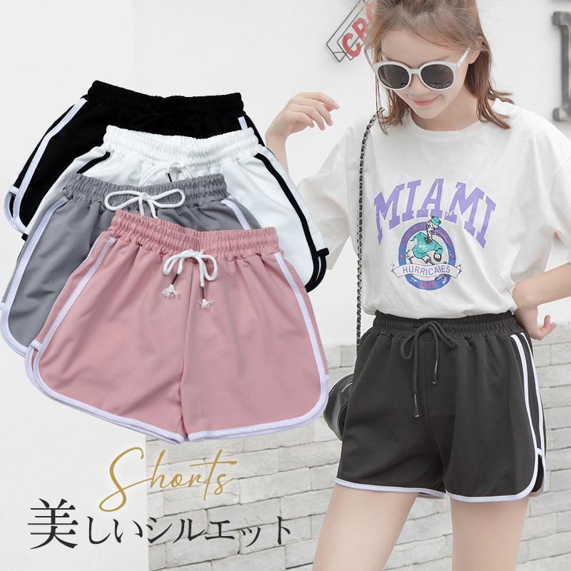 ショートパンツ レディース ハーフパンツ ウエストゴム ポケット 短パン ゆったり 無地 カジュアル ワイド キレイめ 海 母の日 | 