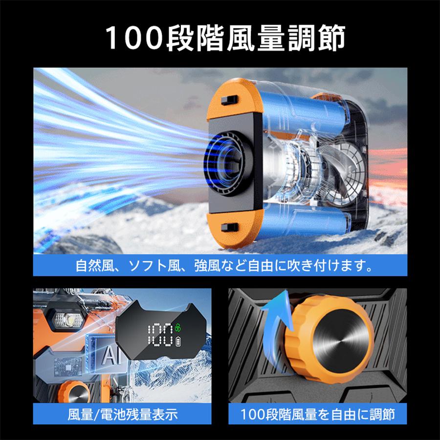 扇風機 腰掛け扇風機 卓上 100段階風量調節 首掛け LEDライト 小型 8000mAh 携帯便利 大風量 静音 USB充電 Max30時間連続使用 爆買 |  | 06