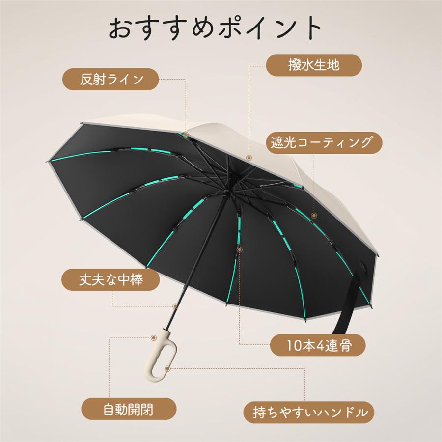 「2個目半額」折りたたみ傘 逆折り式 自動開閉 晴雨兼用 雨傘 日傘 10本骨 メンズ 男女兼用 遮光 撥水加工 ワンタッチ ビジネス 通勤 通学 反射ライン 爆買 |  | 07