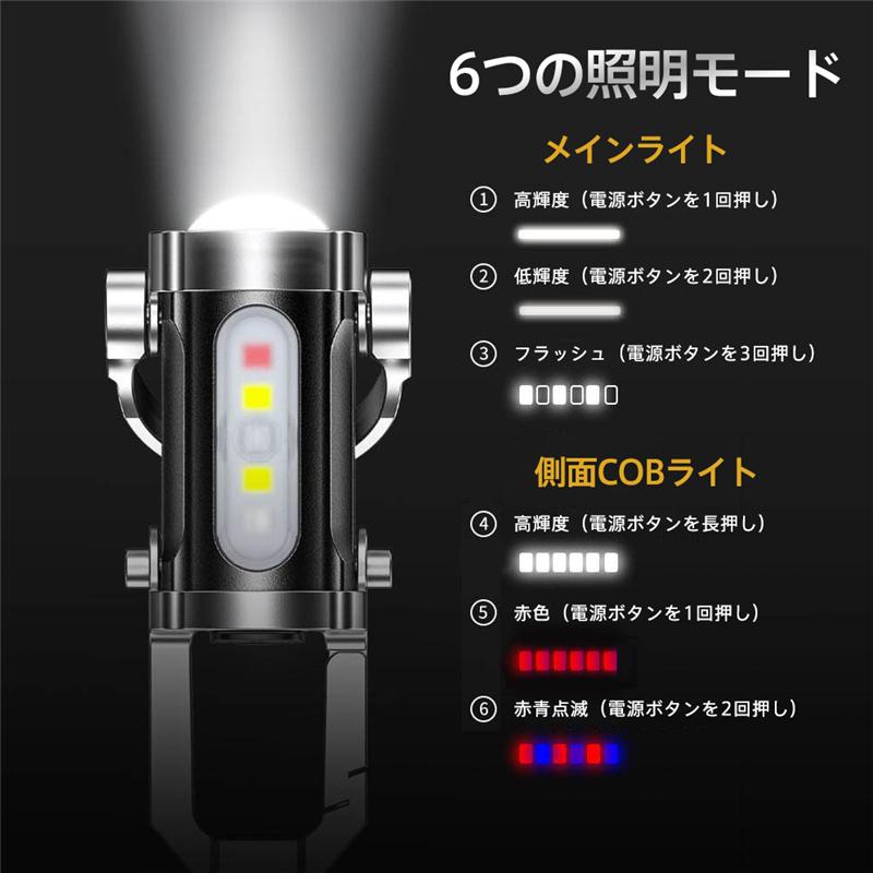 懐中電灯 LEDライト 1200ルーメン ハンディライト 6つモード USB充電式