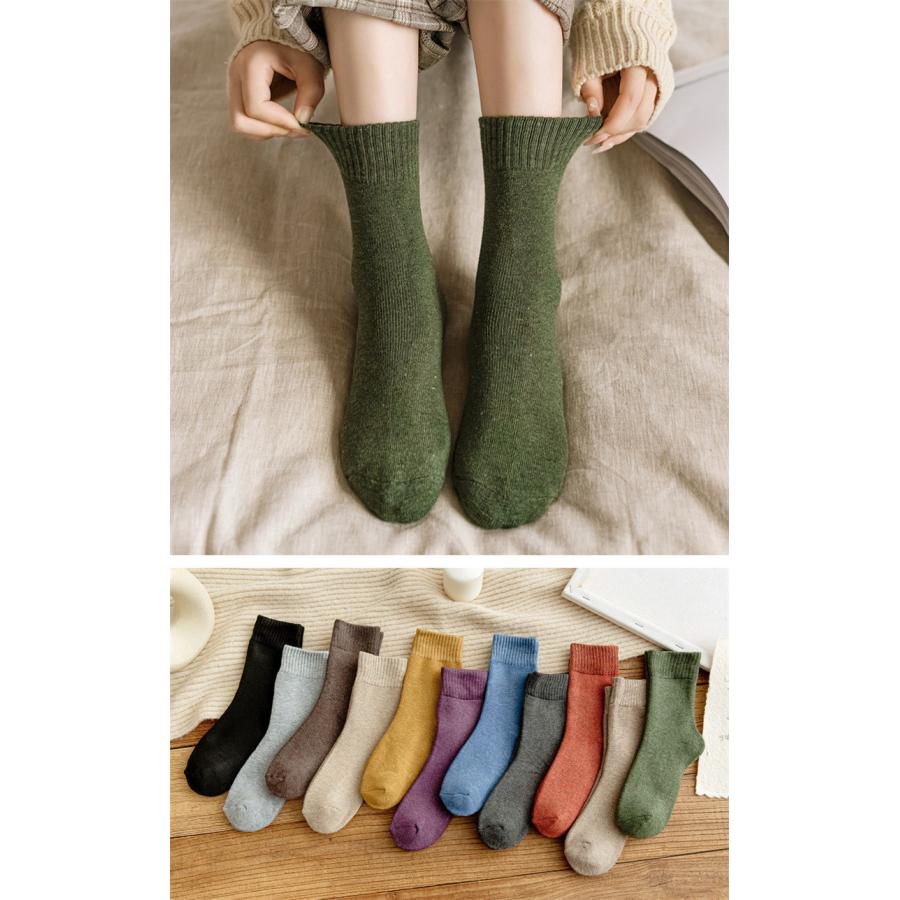 靴下 レディース ソックス 5足セット 蒸れない 厚手 暖かい 多色 女の子 可愛い 通気性 無地 裏起毛 落ち感 冷え対策 快適 爆買 【期間限定＆2点10％OFF】 |  | 04