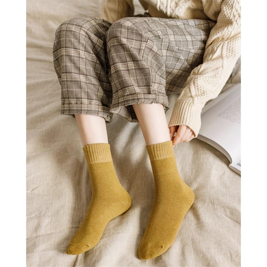 靴下 レディース ソックス 5足セット 蒸れない 厚手 暖かい 多色 女の子 可愛い 通気性 無地 裏起毛 落ち感 冷え対策 快適 爆買 【期間限定＆2点10％OFF】 |  | 05