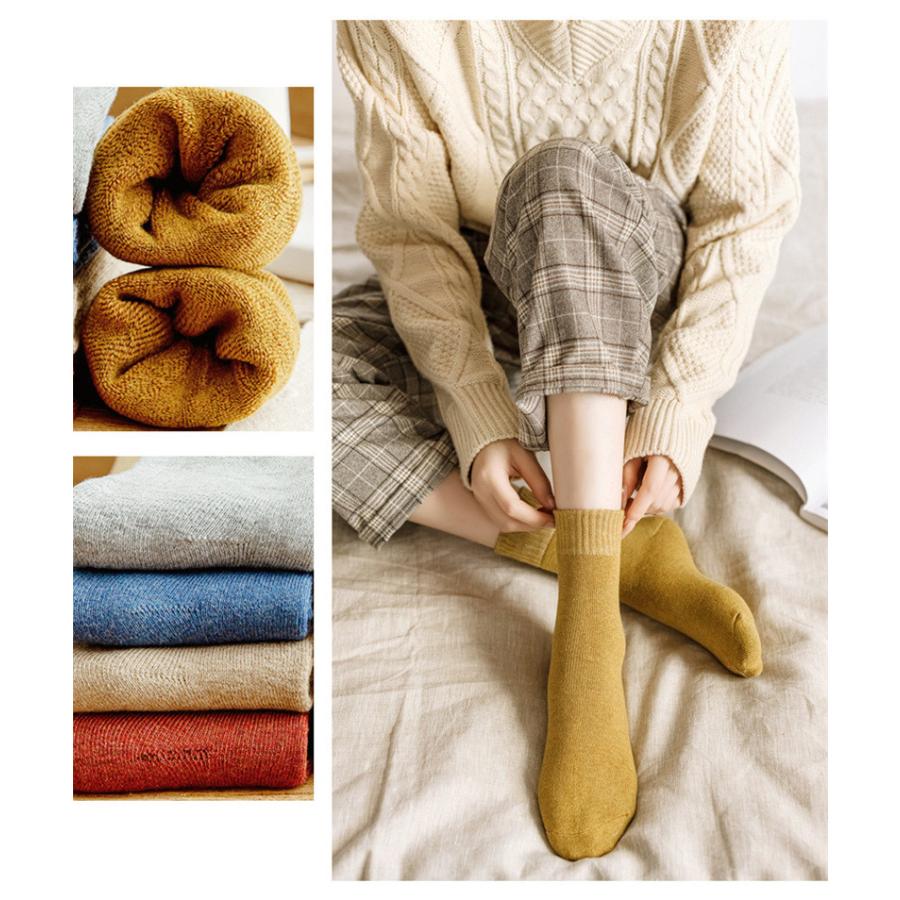 靴下 レディース ソックス 5足セット 蒸れない 厚手 暖かい 多色 女の子 可愛い 通気性 無地 裏起毛 落ち感 冷え対策 快適 爆買 【期間限定＆2点10％OFF】 |  | 06