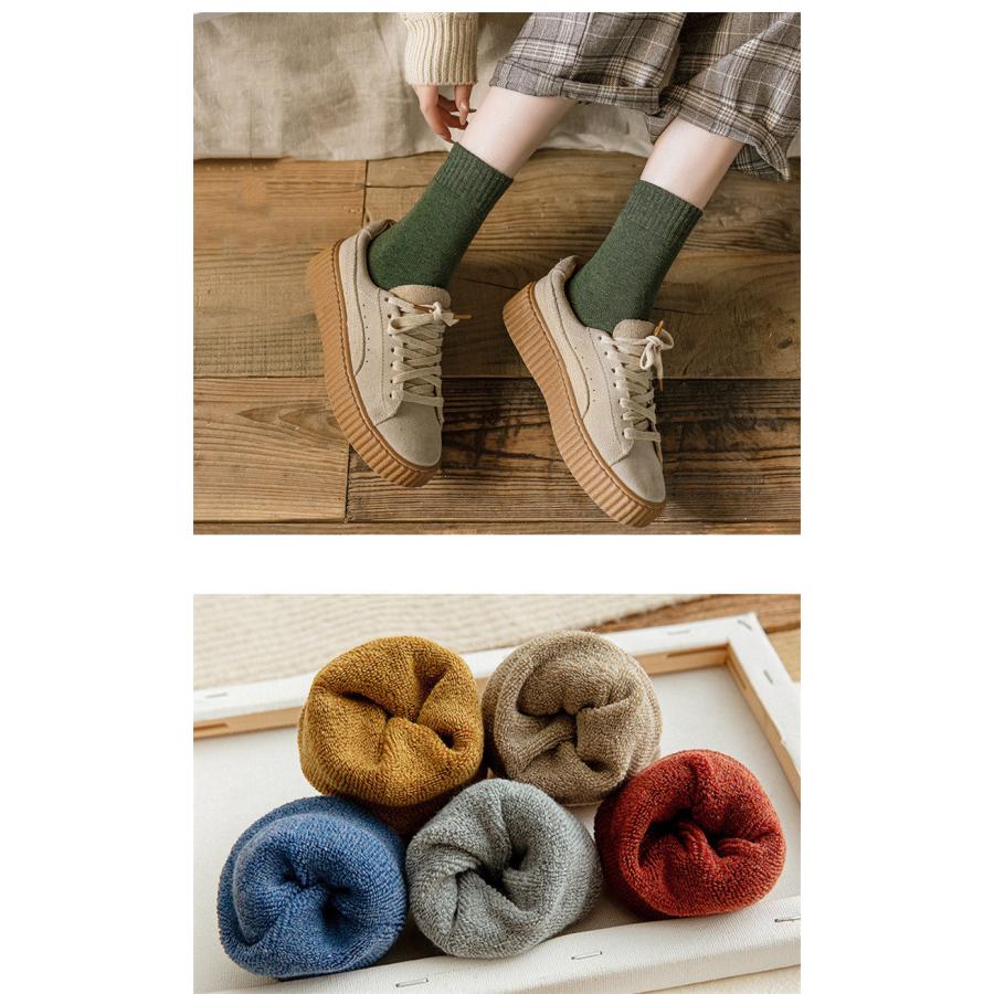 靴下 レディース ソックス 5足セット 蒸れない 厚手 暖かい 多色 女の子 可愛い 通気性 無地 裏起毛 落ち感 冷え対策 快適 爆買 【期間限定＆2点10％OFF】 |  | 09
