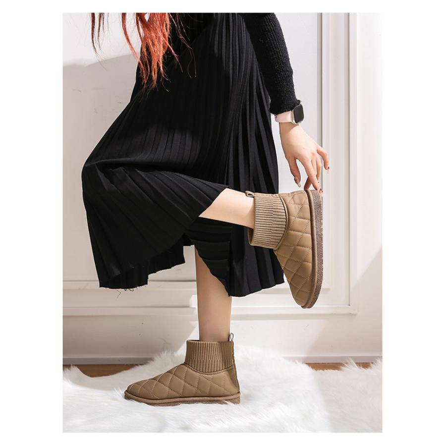 ムートンブーツ レディース ボアシューズ 菱形柄 裏ボア 裹起毛 滑り止め フラット 歩きやすい 暖かい 新作 可愛い アウトドア |  | 12