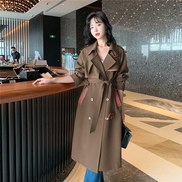 低価格の-ステンカラーコート レディース ロ•ングコート スプリング