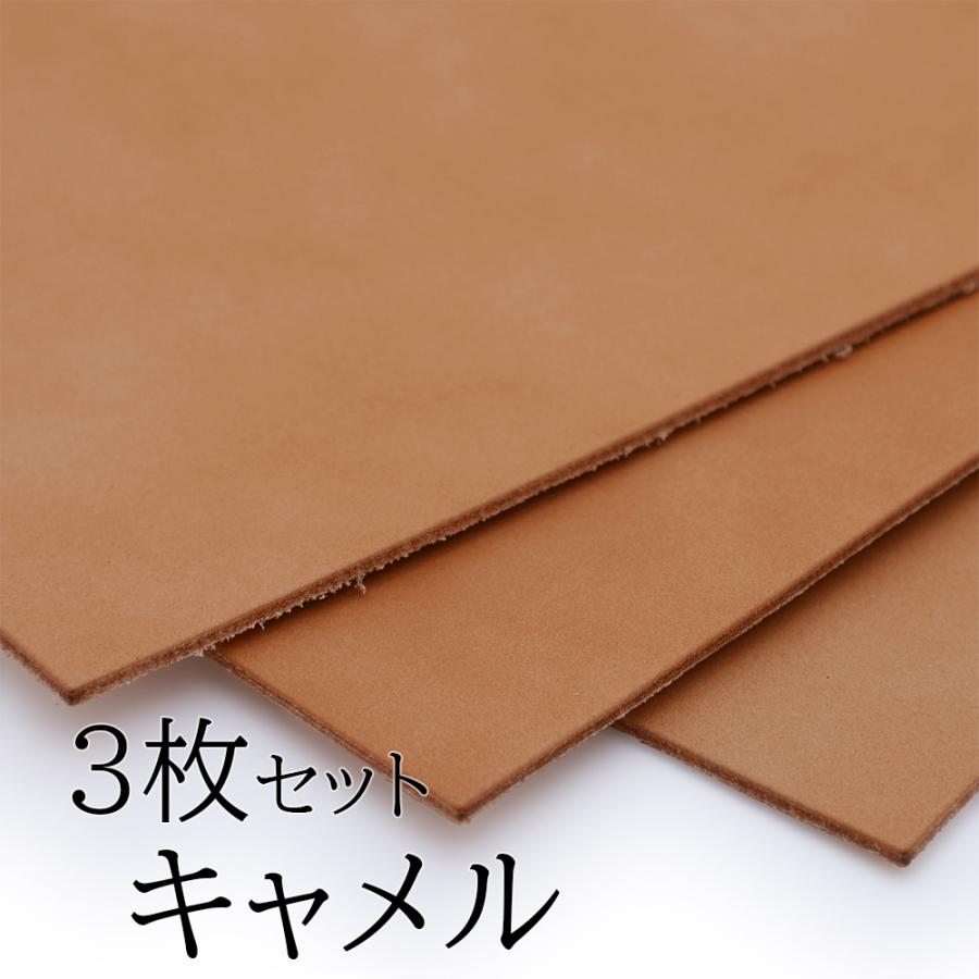 レザークラフト 革 ヌメ革 キャメル A4 サイズ 3枚セット レザークラフト 革 ヌメ革 キャメル A4 サイズ 3枚セット