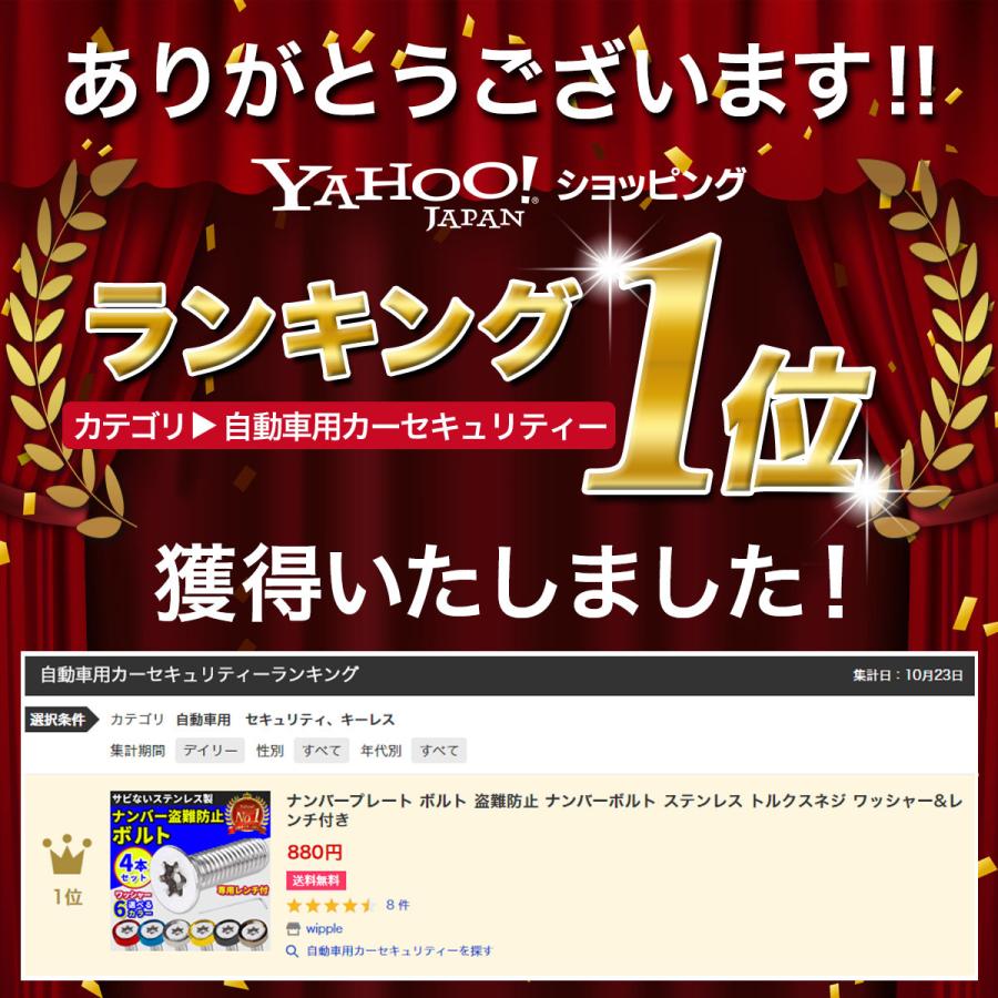ナンバープレート ボルト 盗難防止 ネジ ナンバーボルト ステンレス ワッシャー 盗難防止用ボルト | ブランド登録なし | 05