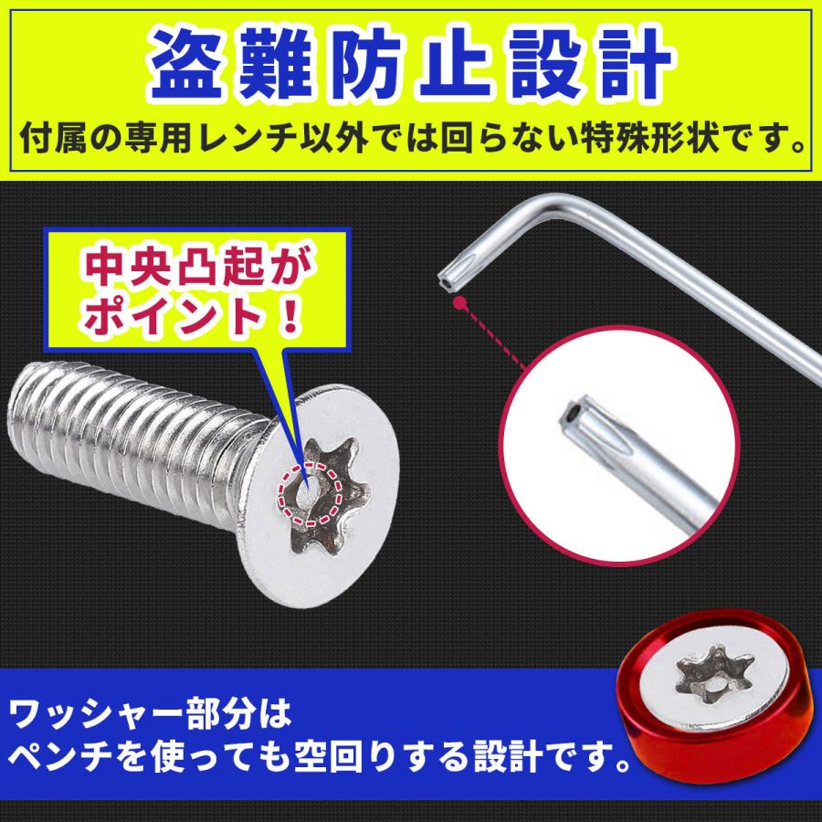 ナンバープレート ボルト 盗難防止 ネジ ナンバーボルト ステンレス ワッシャー 盗難防止用ボルト｜wipple｜10