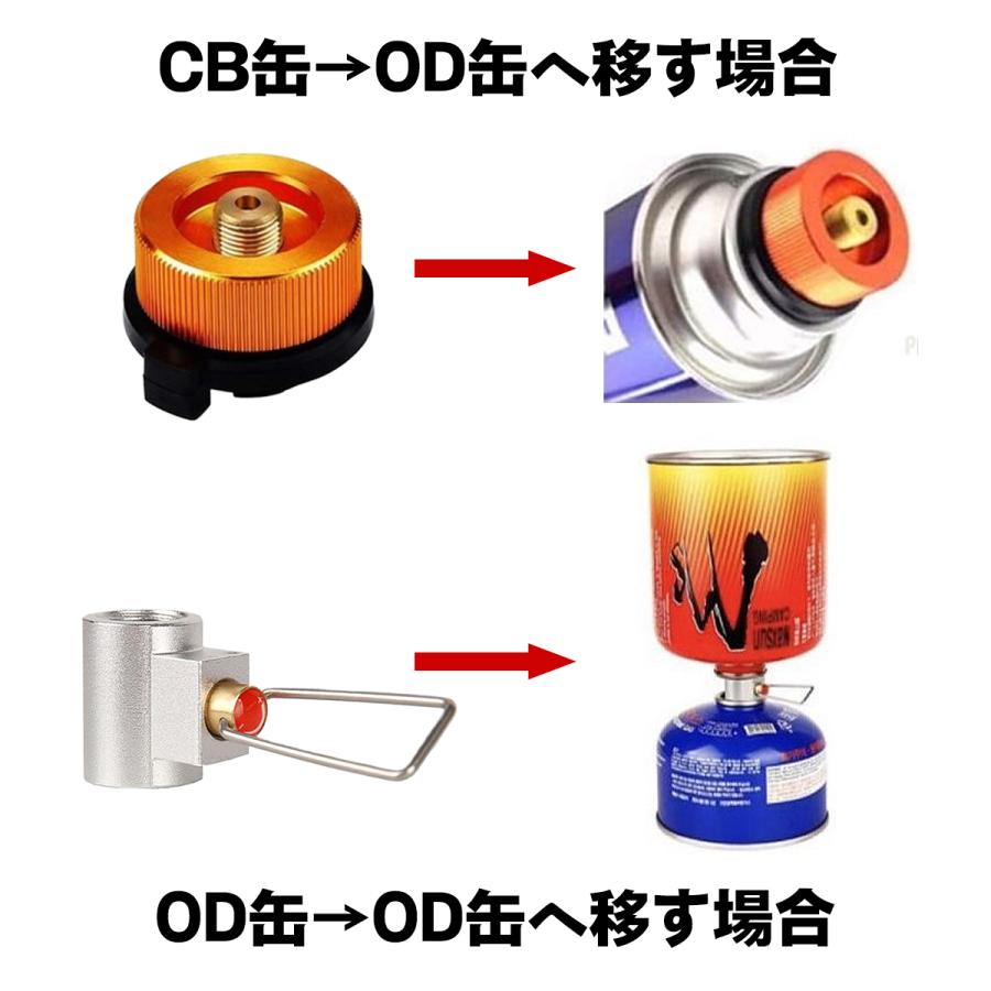 ガス詰め替えアダプター ガス缶変換 ガスタンクアダプター OD缶 CB缶 ストーブコネクタ Chaslean ガス充填｜wipple｜02