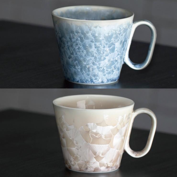生涯を添い遂げるマグ マグカップ 京焼 花結晶 ペアセット 銀藤