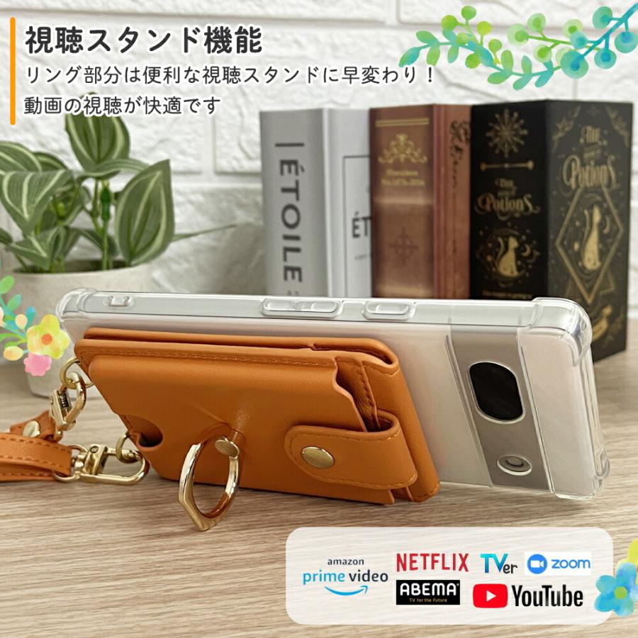 Galaxy クリアケース + スマホショルダー セット 外付け スマホ ショルダー カード スマホリング S25 S24 S23 S22 S21 S20 S10 S9 A55 A54 A53 A25 Note | Galaxy | 05