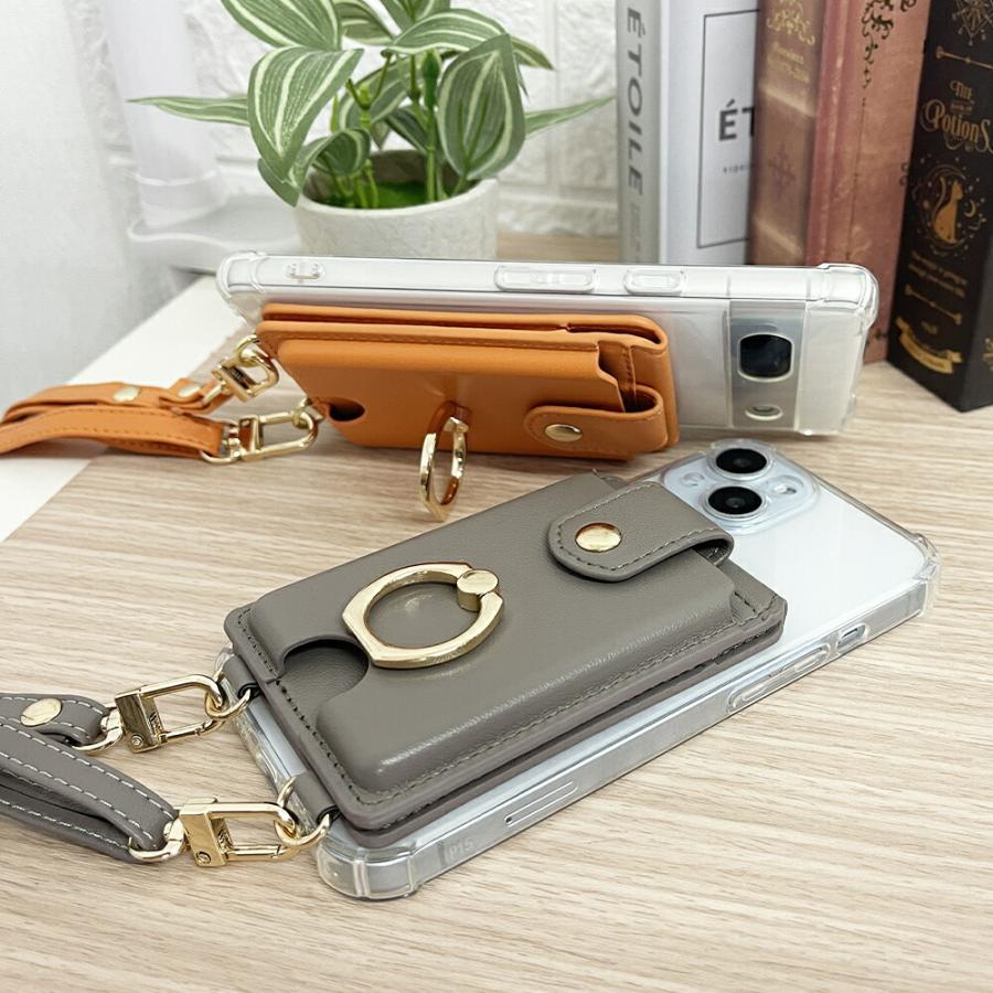 Galaxy クリアケース + スマホショルダー セット 外付け スマホ ショルダー カード スマホリング S25 S24 S23 S22 S21 S20 S10 S9 A55 A54 A53 A25 Note | Galaxy | 06