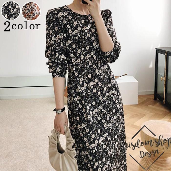 ワンピース レディース 代 30代 春秋 長袖 きれいめ 上品 マキシワンピース ロング丈 シフォン 花柄 パーティードレス 韓国風 結婚式 おしゃれ 通勤ol 着痩せ Ql110 ウィズダムショップ 通販 Yahoo ショッピング
