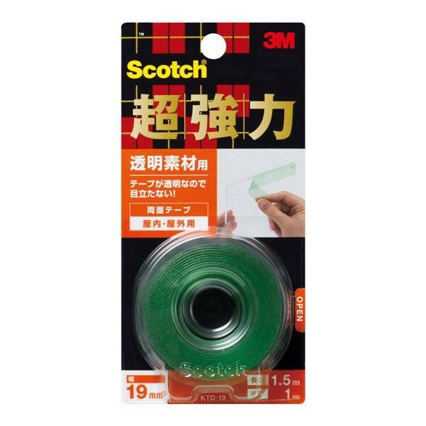 3M 両面テープ スコッチ 超強力両面テープ 透明素材用 幅19mm×長さ1.5m