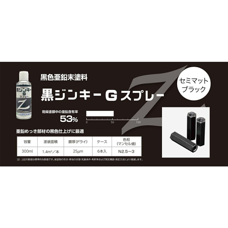 ニッペホームオンライン 塗料 黒ジンキーG スプレー 300ml ×6本 