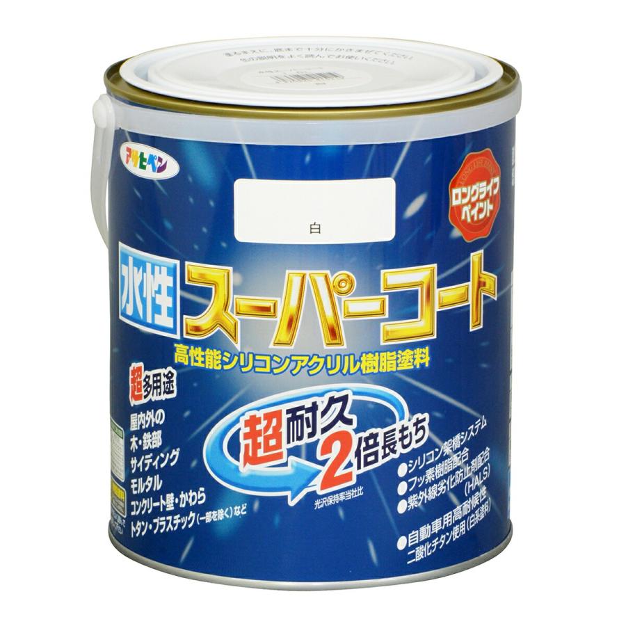 アサヒペン 塗料 水性スーパーコート 1.6L 白 水性塗料 ペンキ 水性 
