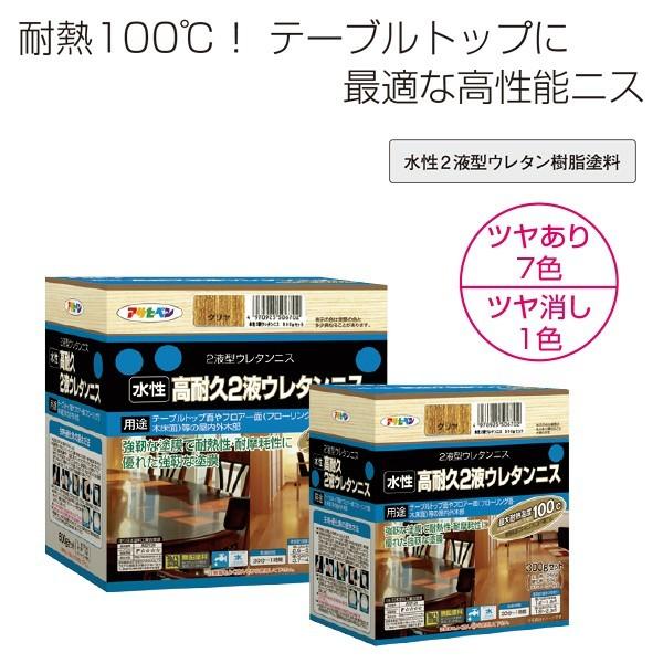 アサヒペン ニス 水性高耐久2液ウレタンニス 600gセット マホガニー