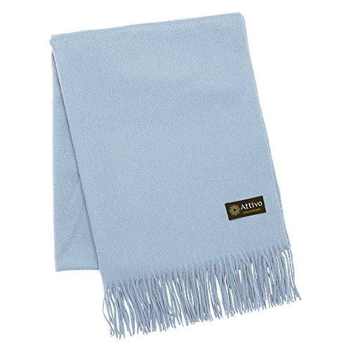 21人気の ライトブルー 全長0cm 100 カシミヤ 全14色 ストール カシミア Attivo アッティーヴォ Attivo 青 フリンジつ 婦人 女性 レディース 色系 財布 帽子 ファッション小物 Trottersstop Org
