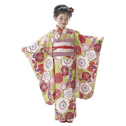 魅了 七五三 着物 7歳 フルセット 購入 販売 レトロ 一梅 いちめ 黄緑 きみどり モダン きもの 四ツ身 女の子 七才用 安いそれに目立つ Www Teslaimagem Com Br