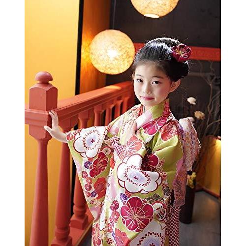 魅了 七五三 着物 7歳 フルセット 購入 販売 レトロ 一梅 いちめ 黄緑 きみどり モダン きもの 四ツ身 女の子 七才用 安いそれに目立つ Www Teslaimagem Com Br