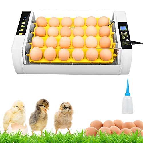 H Hukoer 24枚自動孵卵器 インキュベータ ヒヨコ生まれ 鳥類専用孵卵器 孵卵機 検卵ライト内蔵 孵化率アップ 鳥 温度調節器
