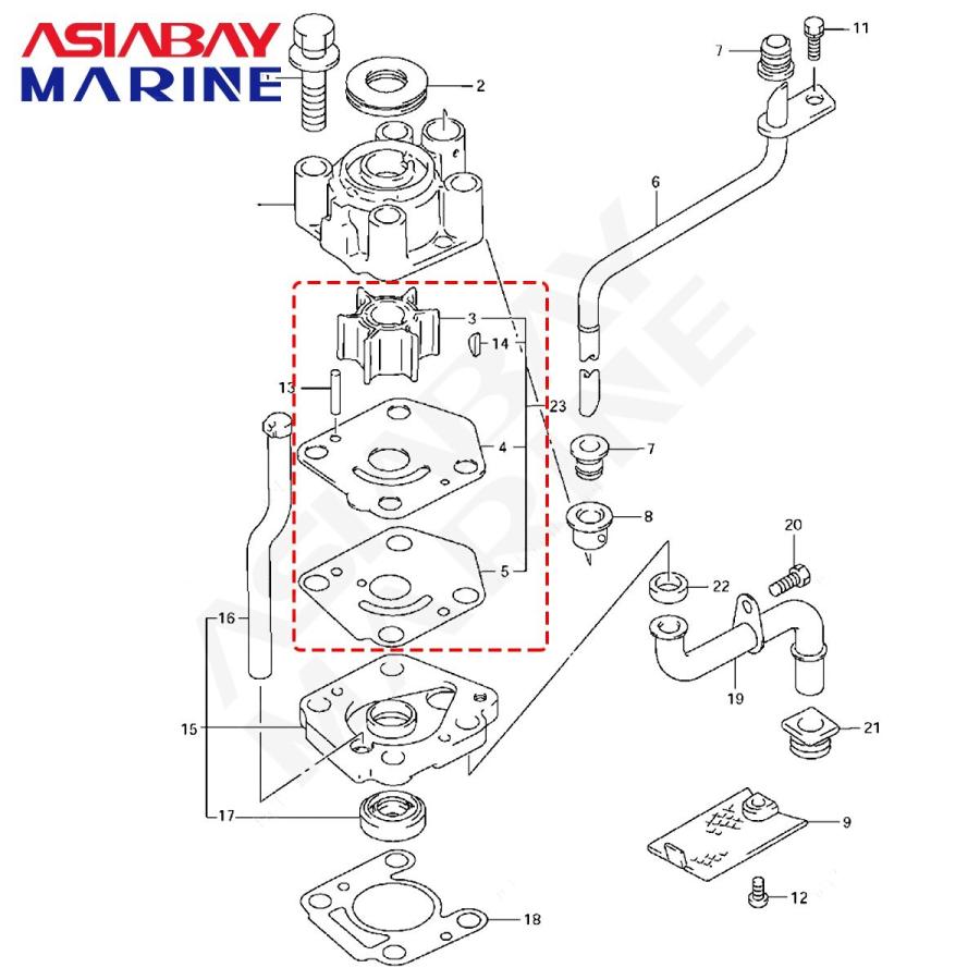 インペラ水ポンプ修理キットDF9.9 DF15 DT9.9 DT15スズキ船外機 インペラ水ポンプ修理キットDF9.9 DF15 DT9.9 DT15スズキ船外機