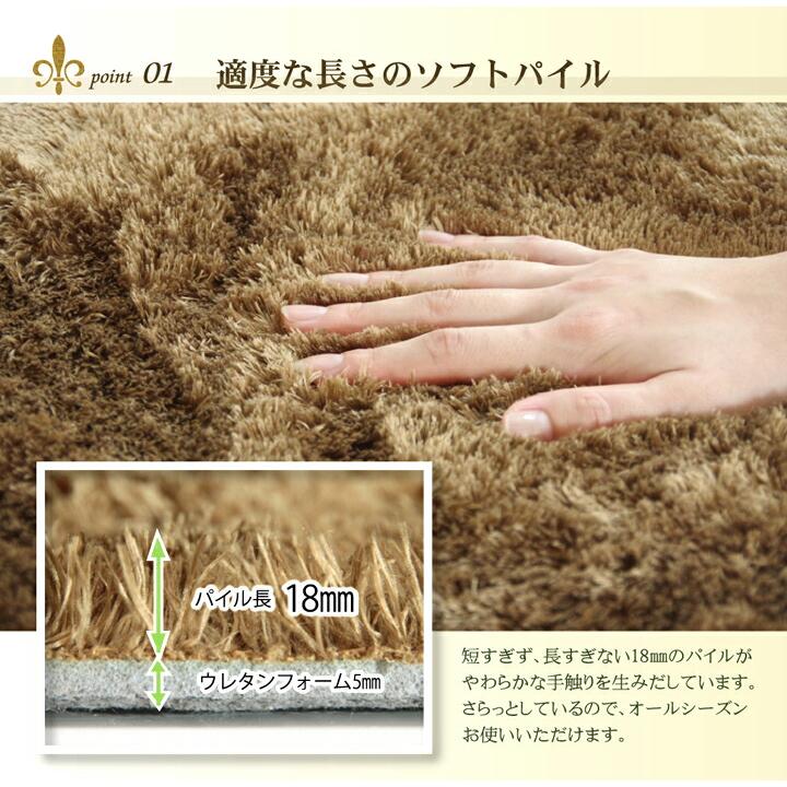 メーカー直送】イケヒコラグ カーペット 2畳 無地 シャギー調